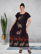 1450-Women's Pure Cotton Blended Printed Maxi Dress for Daily & Night Wear Floral Nighty